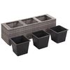 vidaXL Lit surélevé de jardin à 3 pots 100x30x36cm Résine Tressée Gris