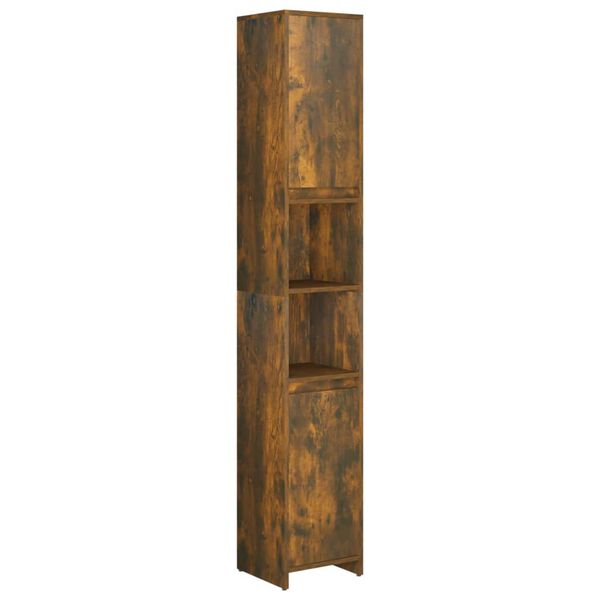 vidaXL Armoire de bain Ch&ecirc;ne fum&eacute; 30x30x183,5 cm Bois d'ing&eacute;nierie