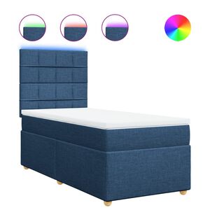 vidaXL Sommier &agrave; lattes de lit avec matelas Bleu 90x190 cm Tissu