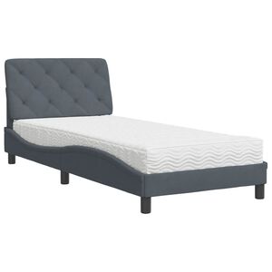 vidaXL Lit avec matelas gris fonc&eacute; 90x200 cm velours