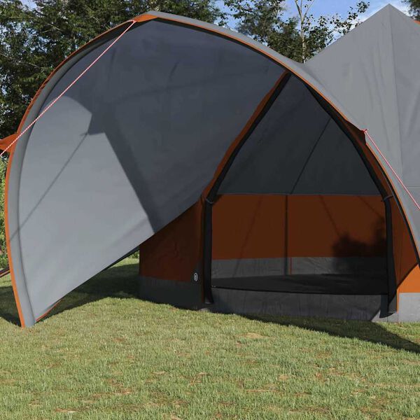 vidaXL Tente Teepee 7-Personnes Gris et orange 600 x 600 x 347 cm