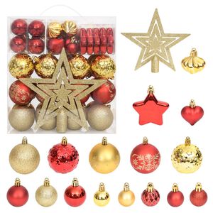 vidaXL Ensemble de boules de No&euml;l 70 pcs Dor&eacute; et rouge