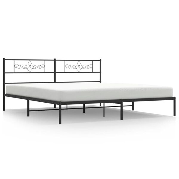 vidaXL Cadre de lit m&eacute;tal sans matelas et t&ecirc;te de lit noir 180x200 cm
