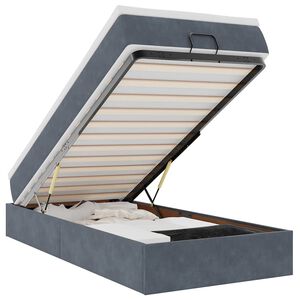 vidaXL Cadre de lit ottoman avec matelas gris fonc&eacute; 90x190 cm velours