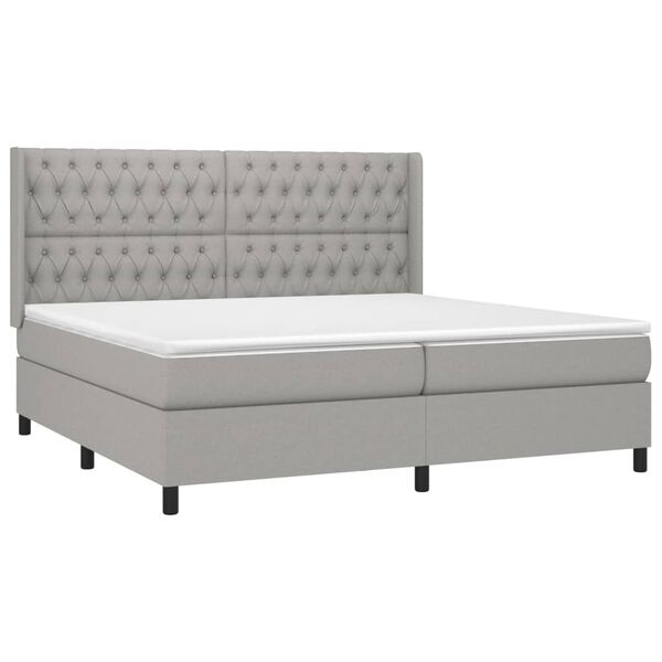 vidaXL Sommier &agrave; lattes de lit avec matelas Gris clair 200x200cm Tissu