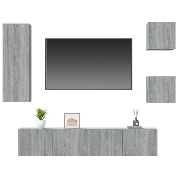vidaXL Ensemble de meubles TV 5 pcs Sonoma gris Bois d'ing&eacute;nierie