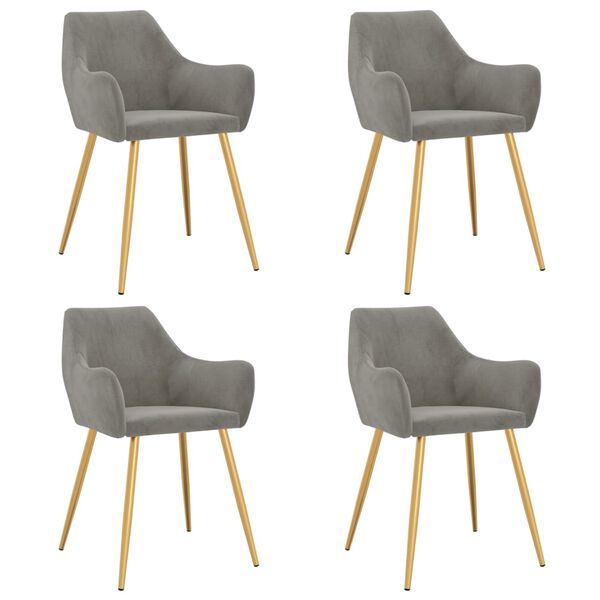 vidaXL Chaises &agrave; manger lot de 4 Gris clair Velours
