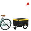 vidaXL Remorque de v&eacute;lo noir et jaune 45 kg fer