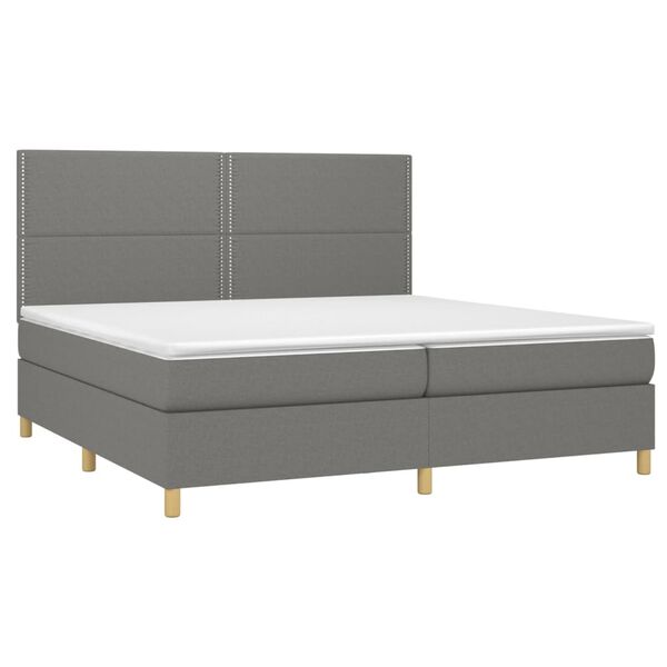 vidaXL Sommier &agrave; lattes de lit et matelas et LED Gris fonc&eacute; 200x200 cm