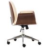 vidaXL Chaise de bureau Cr&egrave;me Bois courb&eacute; et similicuir