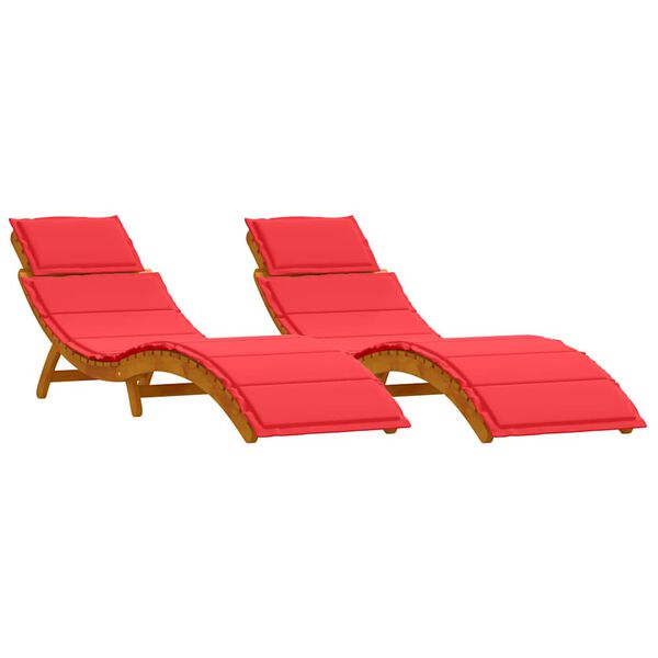 vidaXL Transat avec coussin 2 pcs Rouge Bois d'Acacia Massif
