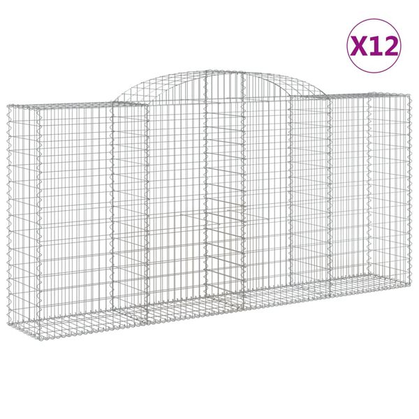 vidaXL Paniers &agrave; gabions arqu&eacute;s 12 pcs 300x50x140/160 cm fer galvanis&eacute;