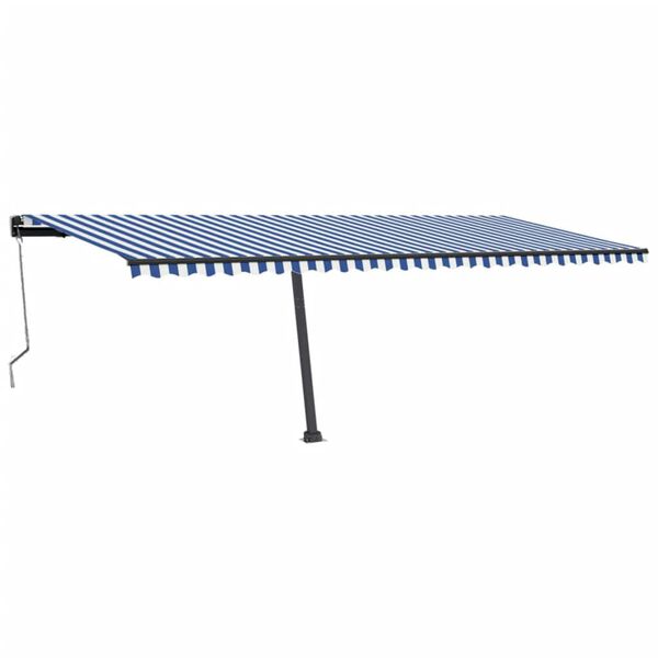 vidaXL Auvent automatique capteur de vent/LED 600x300 cm Bleu et blanc