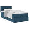 vidaXL Cadre de lit ottoman avec matelas bleu fonc&eacute; 100x200 cm velours