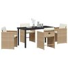 vidaXL Ensemble de salle &agrave; manger pour jardin 5 pcs Beige polyrotin