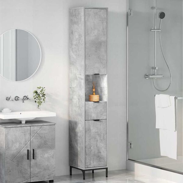 vidaXL Cabinet de salle de bain Gris b&eacute;ton 31,5 x 33 x 190 cm