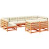vidaXL Salon de jardin 9 pcs avec coussins marron cire bois pin massif