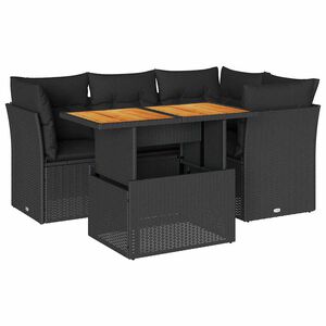 vidaXL Salon de jardin 5 pcs avec coussins noir r&eacute;sine tress&eacute;e