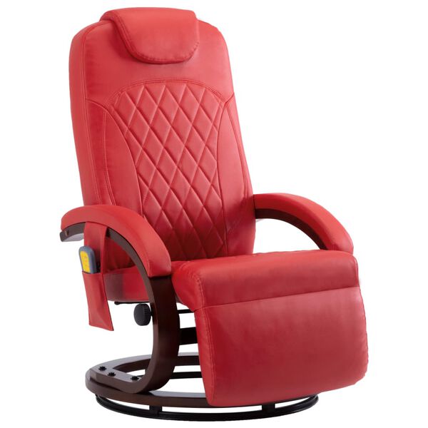vidaXL Fauteuil de massage TV inclinable rouge similicuir
