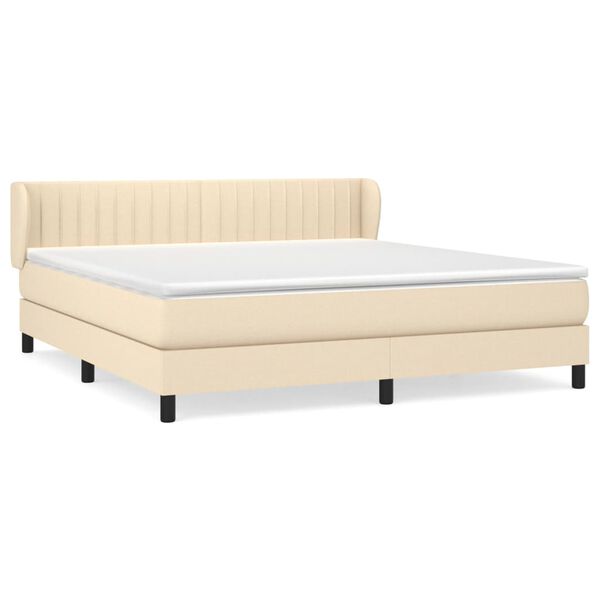 vidaXL Sommier &agrave; lattes de lit avec matelas Cr&egrave;me 180x200 cm Tissu