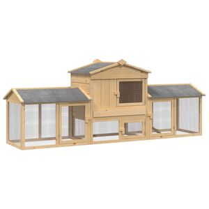 vidaXL Poulailler 3 pi&egrave;ces Marron 225 x 60 x 89 cm Bois de pin massif