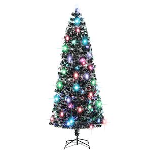vidaXL Arbre de No&euml;l pr&eacute;-&eacute;clair&eacute; avec support et LED 240 cm fibre optique