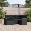vidaXL Salon de jardin 4 pcs avec coussins noir r&eacute;sine tress&eacute;e