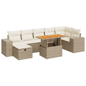 vidaXL Salon de jardin avec coussins 5 pcs beige r&eacute;sine tress&eacute;e acacia