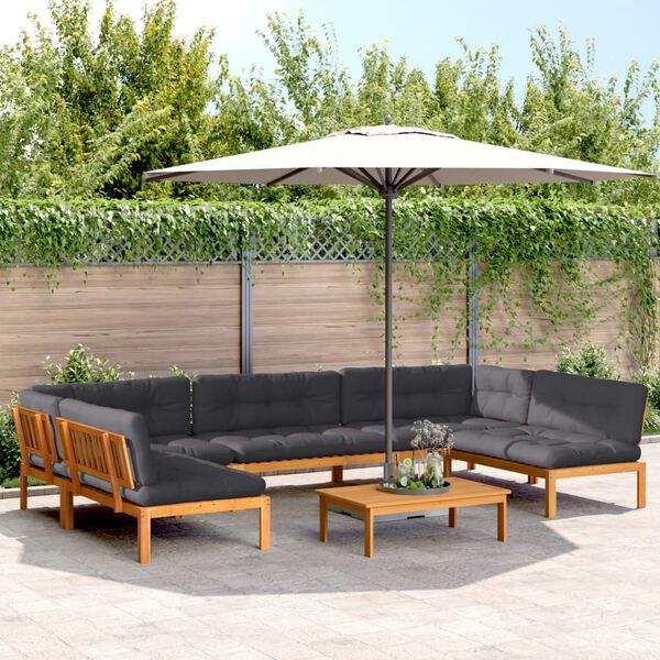 vidaXL Salon palette de jardin avec coussins 6pcs bois d'acacia massif