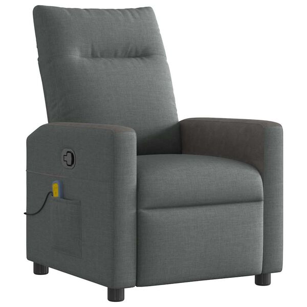 vidaXL Fauteuil inclinable de massage en tissu gris fonc&eacute;