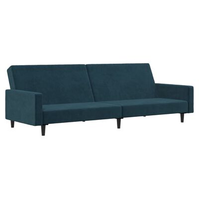 vidaXL Canapé-lit à 2 places avec repose-pied Bleu Velours
