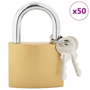 vidaXL U Lock avec Cl&eacute;s 50 pcs Laiton Fer