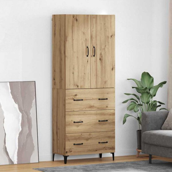 vidaXL Haut Armoire Montage mural Ch&ecirc;ne artisanal 69,5 x 34 x 180 cm