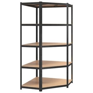 vidaXL &Eacute;tag&egrave;re d'angle 5 niveaux Gris Acier et bois d'ing&eacute;nierie