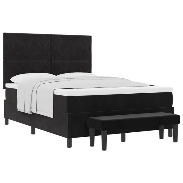 vidaXL Lit &agrave; ressorts avec matelas Noir 140 x 200 cm Velours