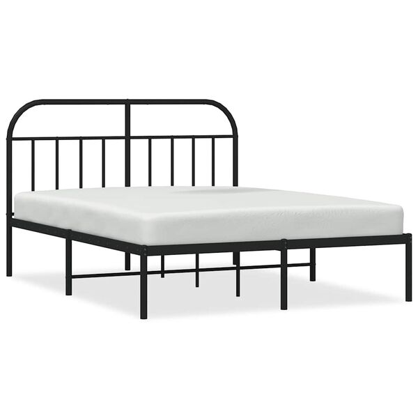 vidaXL Cadre de lit m&eacute;tal sans matelas avec t&ecirc;te de lit noir 150x200cm