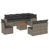 vidaXL Salon de jardin 9 pcs avec coussins gris r&eacute;sine tress&eacute;e