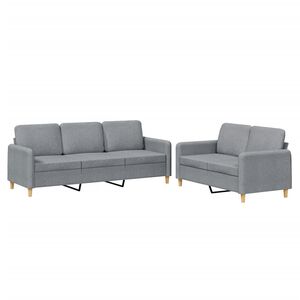 vidaXL Ensemble de canap&eacute;s 2 pcs avec coussins Gris clair Tissu