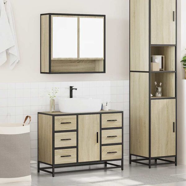 vidaXL Ensemble de meubles de salle de bain 2 pcs ch&ecirc;ne sonoma