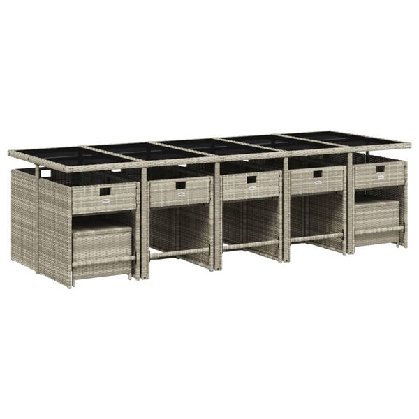 vidaXL Ensemble &agrave; manger de jardin et coussins 15 pcs gris clair rotin