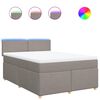 vidaXL Sommier &agrave; lattes de lit avec matelas Taupe 140x190 cm Tissu