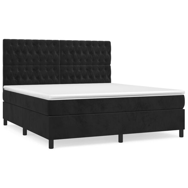 vidaXL Sommier &agrave; lattes de lit avec matelas Noir 180x200 cm Velours