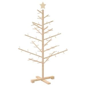 vidaXL Arbre de No&euml;l en bois Naturel 125 cm Bois massif en pin