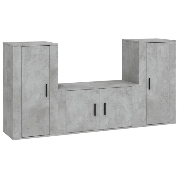 vidaXL Ensemble de meubles TV 3 pcs Gris b&eacute;ton Bois d'ing&eacute;nierie