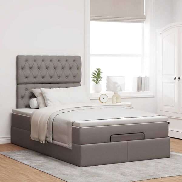 VidaXL Cadre de lit ottoman avec matelas taupe 120x190 cm tissu