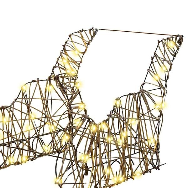 vidaXL Traîneau tiré par un renne avec 160 LED Blanc chaud Rotin