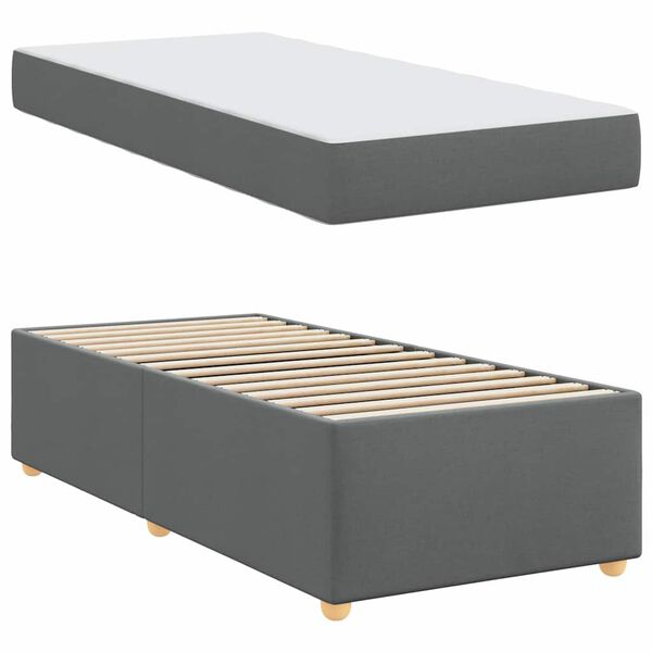vidaXL Cadre de lit avec matelas Gris fonc&eacute; 90 x 200 cm tissu