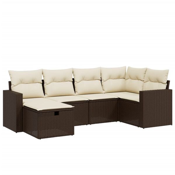 vidaXL Salon de jardin avec coussins 6 pcs marron r&eacute;sine tress&eacute;e