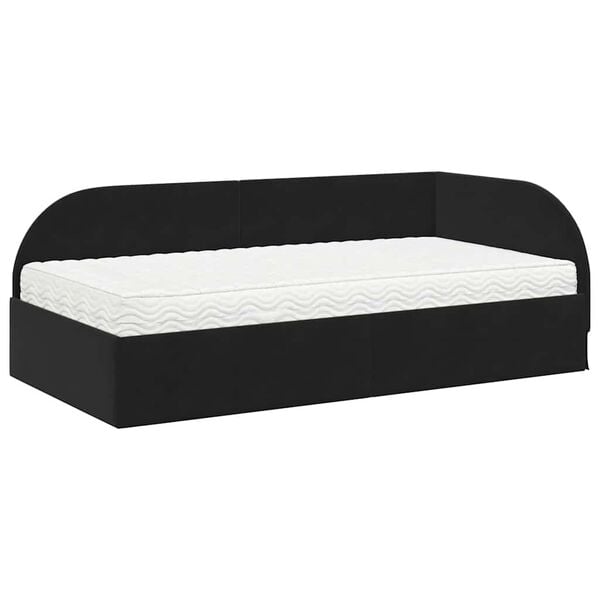 vidaXL Cadre de lit d'angle avec matelas 2 pcs Noir Velours
