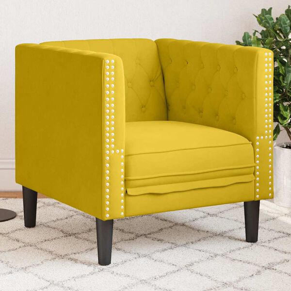 vidaXL Fauteuil Chesterfield jaune velours